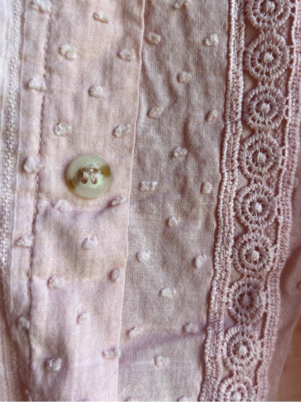 Anthropologie MINE Blush Pink Eyelet Button-Front Cami - Picture 4 of 11